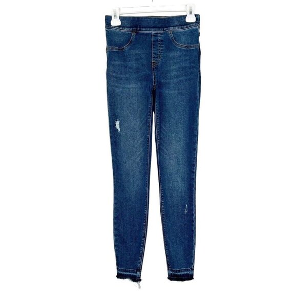 Spanx Ankle Skinny Jeans Womens Size Small Pull On High Rise Frayed - Picture 1 of 11